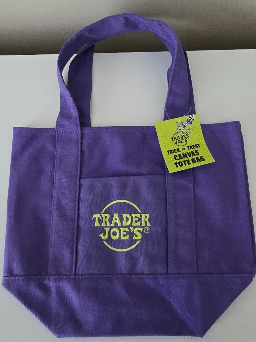 Trader Joe's Halloween Mini Canvas Tote Bag - Purple - NWT